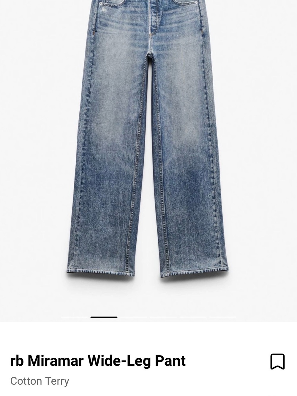Rag and Bone Miramar Terry Sofie Wide Leg Pants Terry “sweatpants/terry jeans - Picture 2 of 6